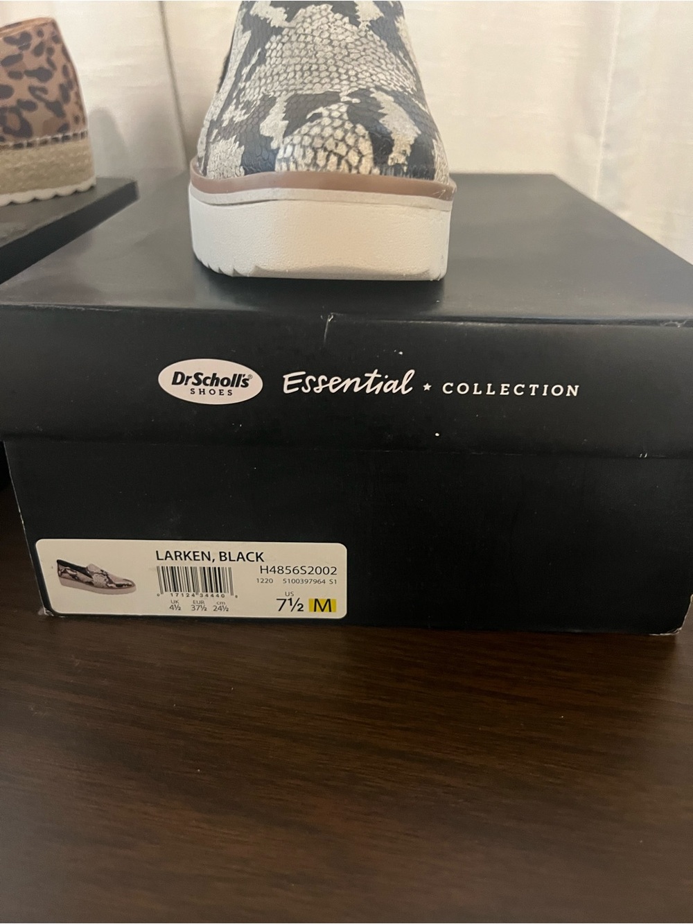 Dr. Scholl's Snake-Print Slip-On Platform in Black and Cream - Picture 2 of 2